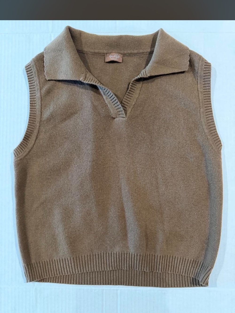 John Galt Brown Collared Knit Sweater Vest